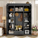 Hall Tree With Bench And 3 Hooks, Modern Entryway Storage Organizer Cabinet With 4 Doors, 1 Drawer And Adjustable Shelves