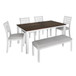 Brooks - 6 Piece Dining Set With Table, 4 Wood Back And Upholstered Seat Chairs, And Bench