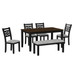 Brooks - 6 Piece Dining Set With Table, 4 Wood Back And Upholstered Seat Chairs, And Bench