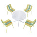 4 Piece Set Of Modern Striped Color Blocking Single Chairs With Round Table
