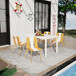 4 Piece Set Of Modern Striped Color- Blocking Single Chairs With Long Table
