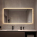 LED Bathroom Vanity Wall Mirror With Straight Edge Design, Frosted Glass Finish, Anti Fog, Dimmable 3 Color Lighting - Silver