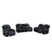 Blackish Gray Breathable Leather Reclining Living Room Set
