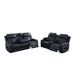 Blackish Gray Breathable Leather Reclining Living Room Set