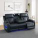 Blackish Gray Breathable Leather Reclining Living Room Set
