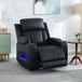 Blackish Gray Breathable Leather Reclining Living Room Set