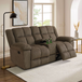 Brown Stripe Fabric Reclining Living Room Set