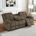 Brown Stripe Fabric Reclining Living Room Set