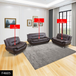 Brown Breathable Leather Living Room 3-Piece Sofa Set