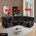 Black Semi Faux Leather Reclining Sectional