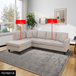 Off-White Short Fur Fluffy Fabric 2-Piece Left Side L-Shaped Sectional