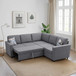 Dark Gray Breathable Sackcloth Double Armrests Sectional FF0062 by G-Furniture