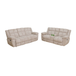Off-White Stripe Fabric Reclining Living Room Set