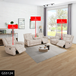 Off-White Stripe Fabric Reclining Living Room Set