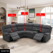 Dark Gray Stripe Fabric Living Room Sectional
