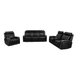 Black Breathable Leather 3-Piece Living Room Set