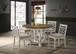 Havanna - 5 Piece Wide Round Dining Table With Off White Chairs (Set of 5) - Vintage Walnut