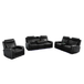 Black Breathable Leather 3-Piece Living Room Functional Set