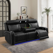 Black Breathable Leather 3-Piece Living Room Functional Set