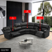 Black Breathable Semi-Faux Leather 3-Piece Sectional