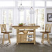 Lindsey Farm - 5 Piece Gathering Table Set - Natural & Brown