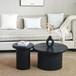Fluted Cylinder Side Tables, Round End Tables For Living Room (Set of 2) - Black
