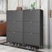 3 Drawer All Steel Shoe Cabinet, Freestanding Storage Organizer With Flip Door