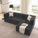 Upholstered L-Shaped Modular Sectional Sofa With Chaise, Wave-Shaped Armrest