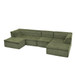 U-Shaped Modular Sectional Sofa With Chaise And Movable Ottoman With Wave-Shaped Armrest