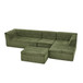 U-Shaped Modular Sectional Sofa With Chaise And Movable Ottoman With Wave-Shaped Armrest