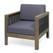 Outdoor Acacia Wood Club Chair With Wicker Accents