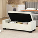 Textured Fabric Ottoman Bench With Hinged Lid