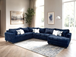 Maxinne Blue Oversized Sectional in Fabric 9900 by Happy Homes