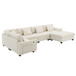 U Shaped Sectional Sofa 6 Seat Couch Set With Oversized Ottoman, Hidden Armrest Storage And Cup Holders USB Charging Ports Wide Seat Sofa