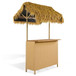 Hawaiian-Style Bar Height Patio Set With PE Grass Canopy, Outdoor Bar Table And Stools With Adjustable Feet, Acacia Wood Top, For Dining And Drinking - Natural