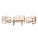 4 Pieces Acacia Wood Patio Furniture Set, Outdoor Furniture With Coffee Table, Patio Conversation Set Deep Seating With Soft Cushion, Porch Chairs For Backyard Porch Balcony - Brown Wash / Beige