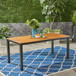 Rectangular Outdoor Dining Table Tabletop With Iron Legs - Black