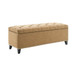 Button Tufted Storage Ottoman, Living Room Bench With Safety Close Hinge - Brown