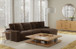 Comfrey 2-piece sectional sofa with RSF chaise upholstered in chocolate corduroy fabric, front view