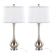 Cairo - Contemporary Table Lamp (Set of 2) - Nickel / White / Silver Trim