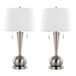 Jules - Contemporary Table Lamp Built In USB Port (Set of 2) - Nickel / White