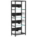4 Tier Display Shelf With RGB Lights, LED Lighted Curio Cabinet With Adjustable Storage Box & Hooks - Black