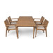 5 Piece Patio Furniture Set Acacia Wood Table And 4 Heavy Duty Cushioned Chairs