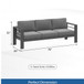 All Weather 3 Seat Patio Sofa With Thick Cushions - Gray / Gray