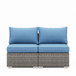 Armless Patio Sofa Set, With UV Resistant Frame And Waterproof Cushions - Blue / Brown