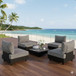 Patio Sectional Set With Modular Armless Chairs And Coffee Table - Gray
