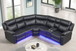 Super Black Reclining Sectional in Leather Gel