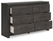 Hollivern - Six Drawer Dresser - Dark Gray