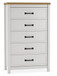 Kerisden - Five Drawer Chest - White / Brown