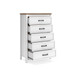 Kerisden - Five Drawer Chest - White / Brown